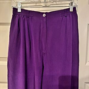 Vibrant Purple Silk Wide Leg Pants